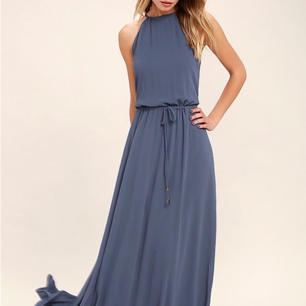 Lulus blue halter neck Maxi formal dress